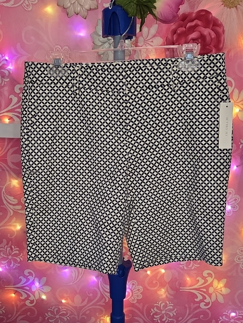 Dalia Black & White Geometric Bermuda Shorts